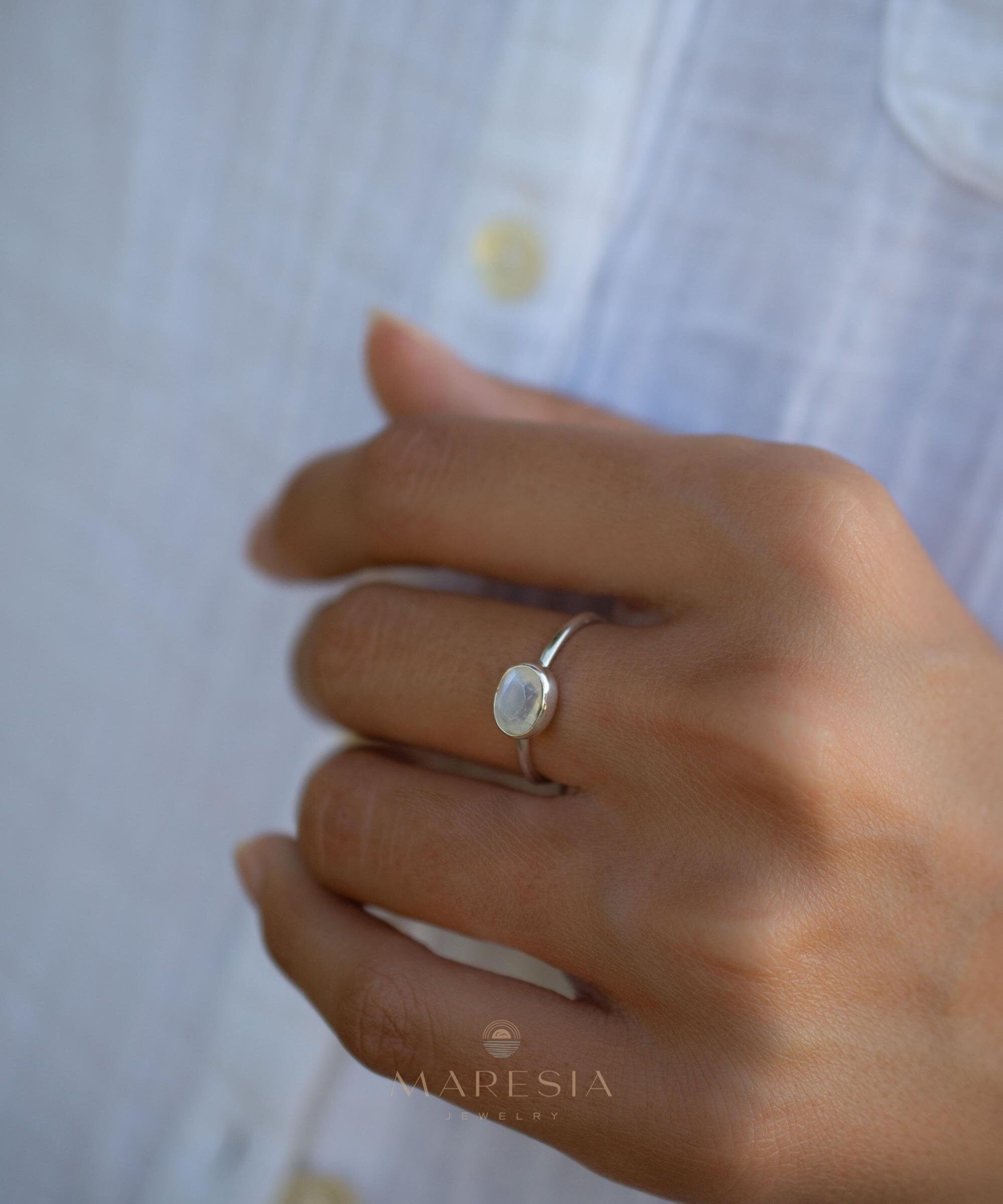 Moonstone Ring~ Sterling Silver 925 ~ Handmade ~ Gemstone ~ Hippie ~Bohemian~June Birthstone~MR346