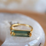 Green Amethyst Hydro Ring ~ Rectangular Stone ~ 18k Gold Plated ~ Jewelry ~ Handmade ~ Boho ~ MR343