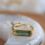 Green Amethyst Hydro Ring ~ Rectangular Stone ~ 18k Gold Plated ~ Jewelry ~ Handmade ~ Boho ~ MR343