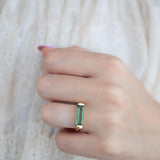 Green Amethyst Hydro Ring ~ Rectangular Stone ~ 18k Gold Plated ~ Jewelry ~ Handmade ~ Boho ~ MR343
