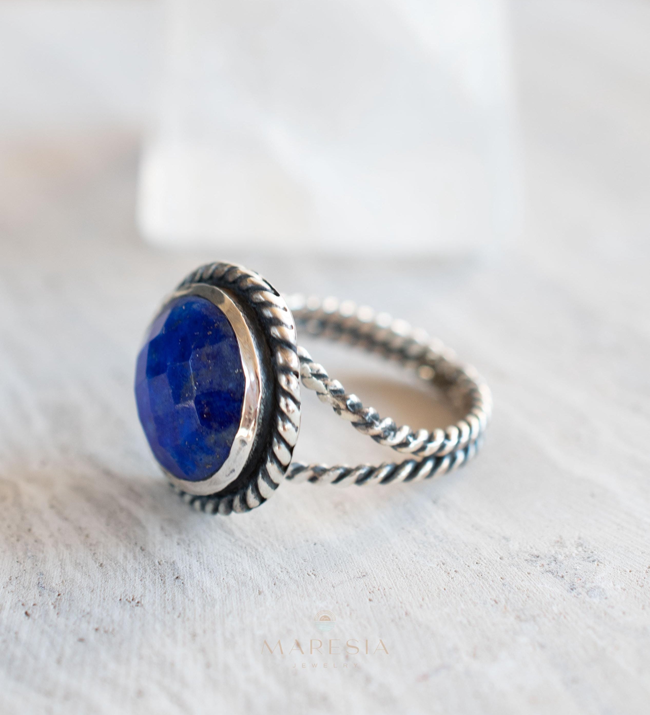 Lapis Lazuli Ring ~ Sterling Silver 925 ~ Handmade ~ Gemstone ~ Everyday ~Solitaire ~Hippie ~Bohemian ~MR340