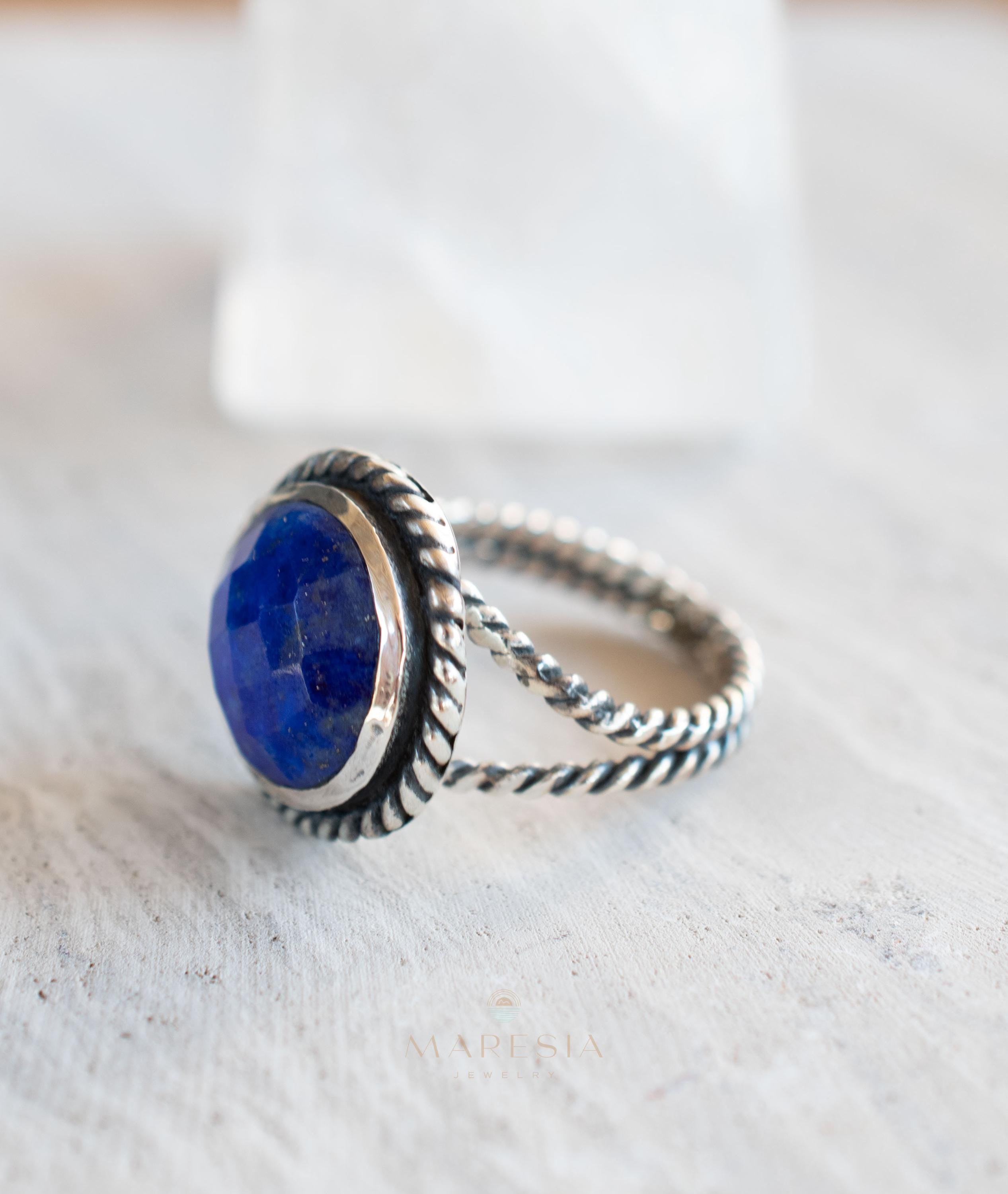 Lapis Lazuli Ring ~ Sterling Silver 925 ~ Handmade ~ Gemstone ~ Everyday ~Solitaire ~Hippie ~Bohemian ~MR340