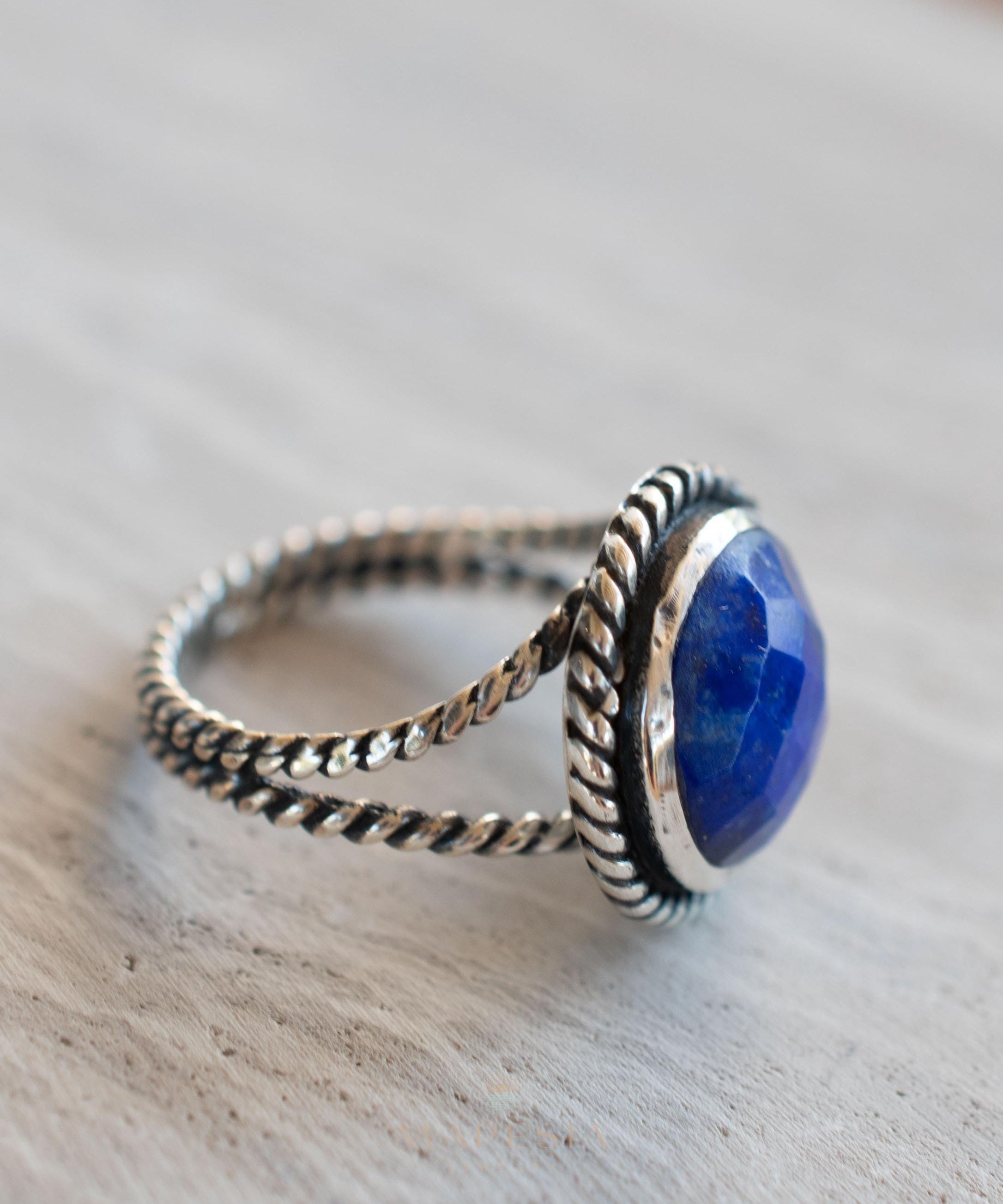 Lapis Lazuli Ring ~ Sterling Silver 925 ~ Handmade ~ Gemstone ~ Everyday ~Solitaire ~Hippie ~Bohemian ~MR340