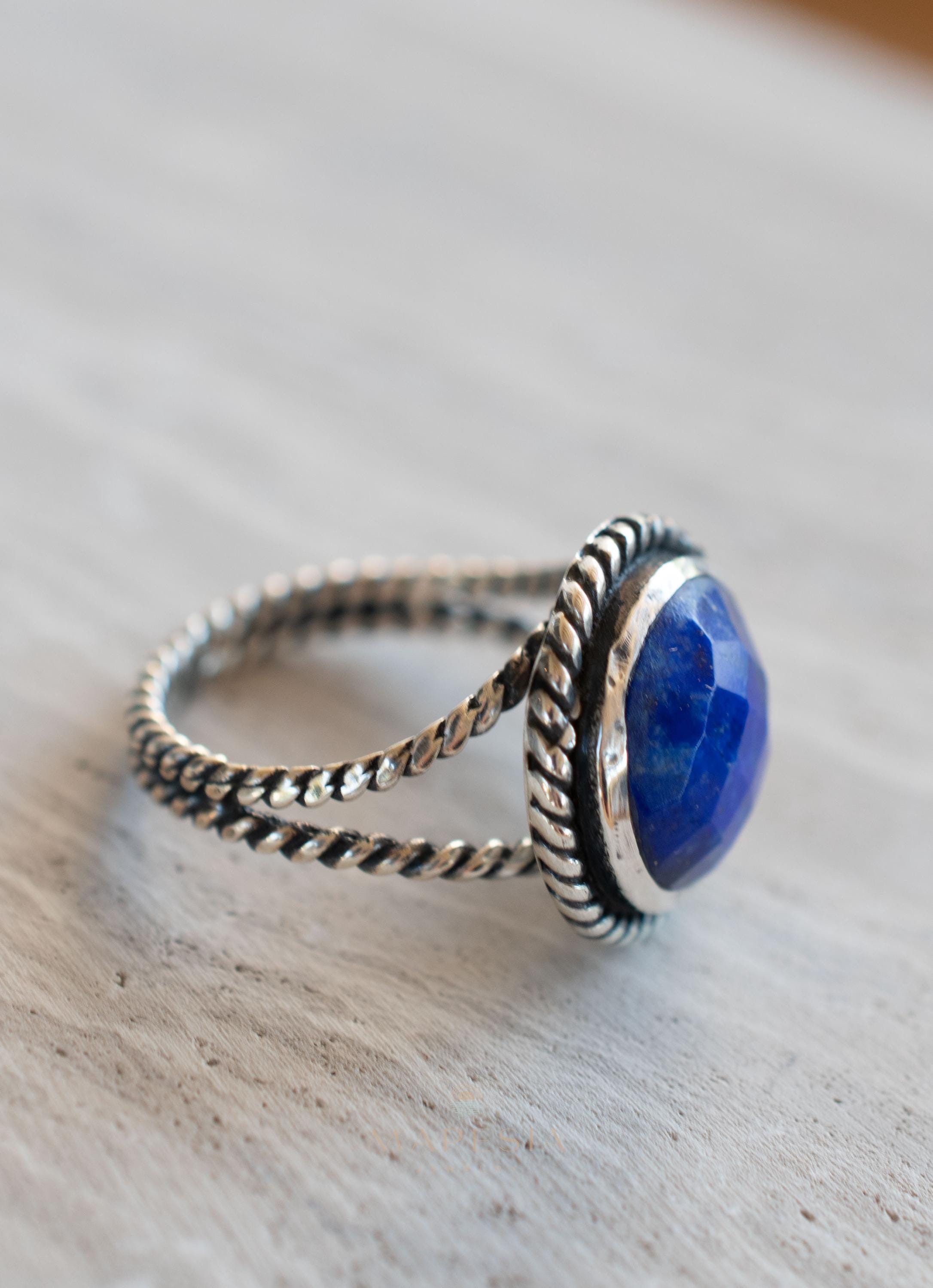 Lapis Lazuli Ring ~ Sterling Silver 925 ~ Handmade ~ Gemstone ~ Everyday ~Solitaire ~Hippie ~Bohemian ~MR340