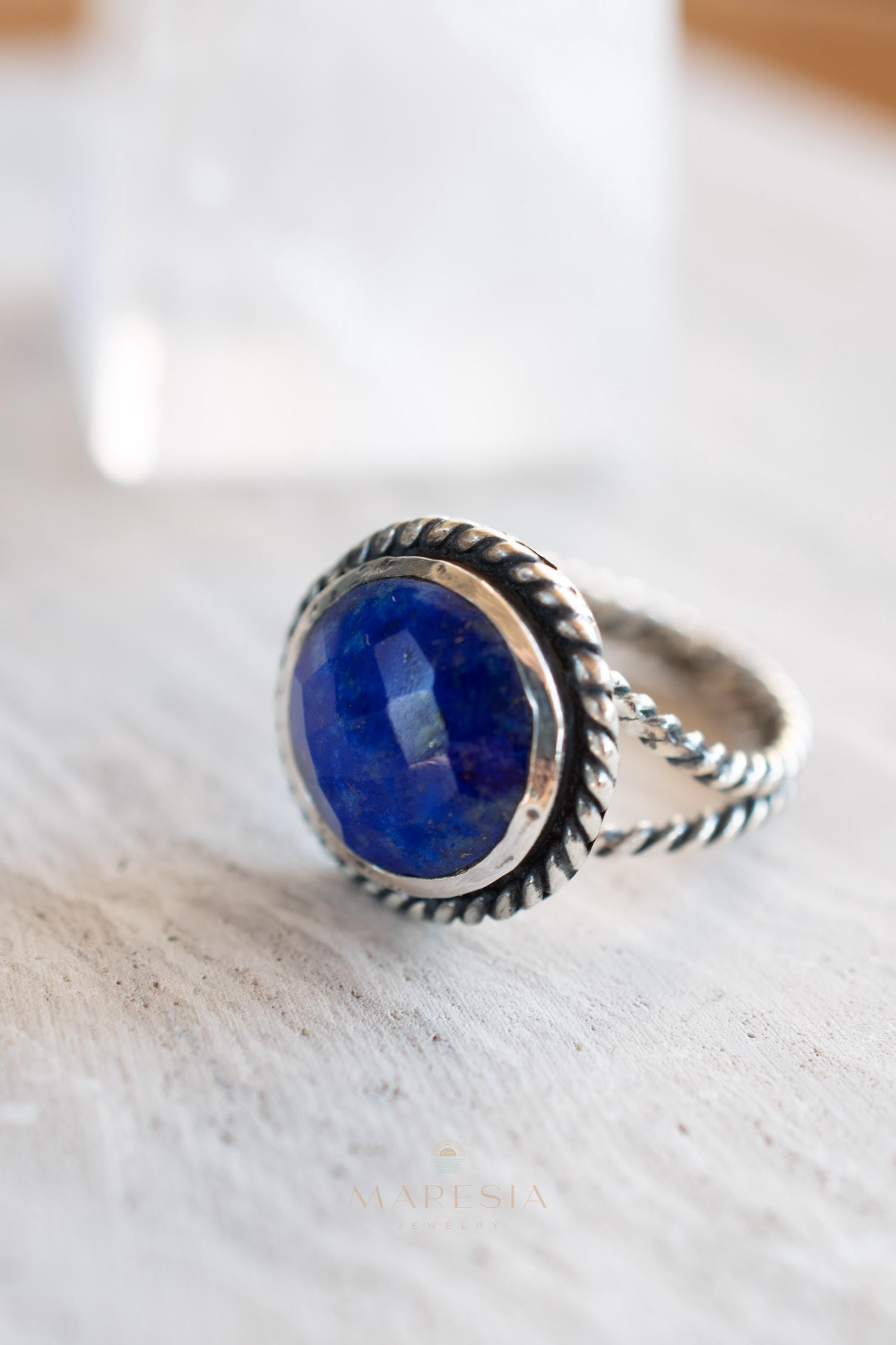 Lapis Lazuli Ring ~ Sterling Silver 925 ~ Handmade ~ Gemstone ~ Everyday ~Solitaire ~Hippie ~Bohemian ~MR340