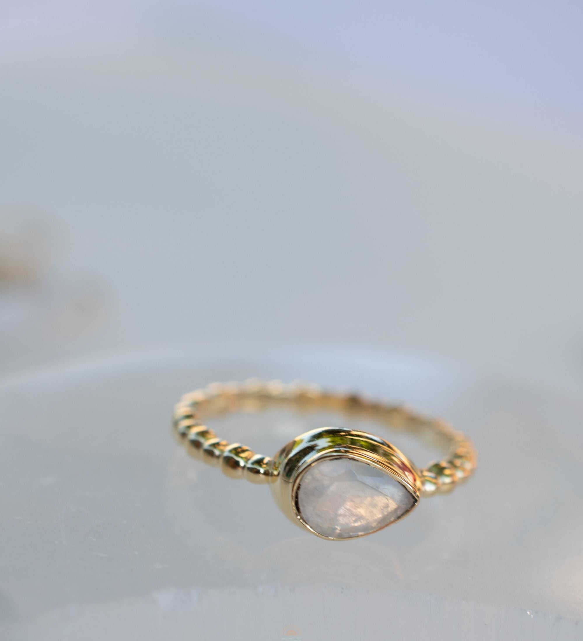 Moonstone Ring~ Gold Plated over Sterling Silver 925 ~ Handmade ~ Gemstone ~ Hippie ~Bohemian~June Birthstone~MR351