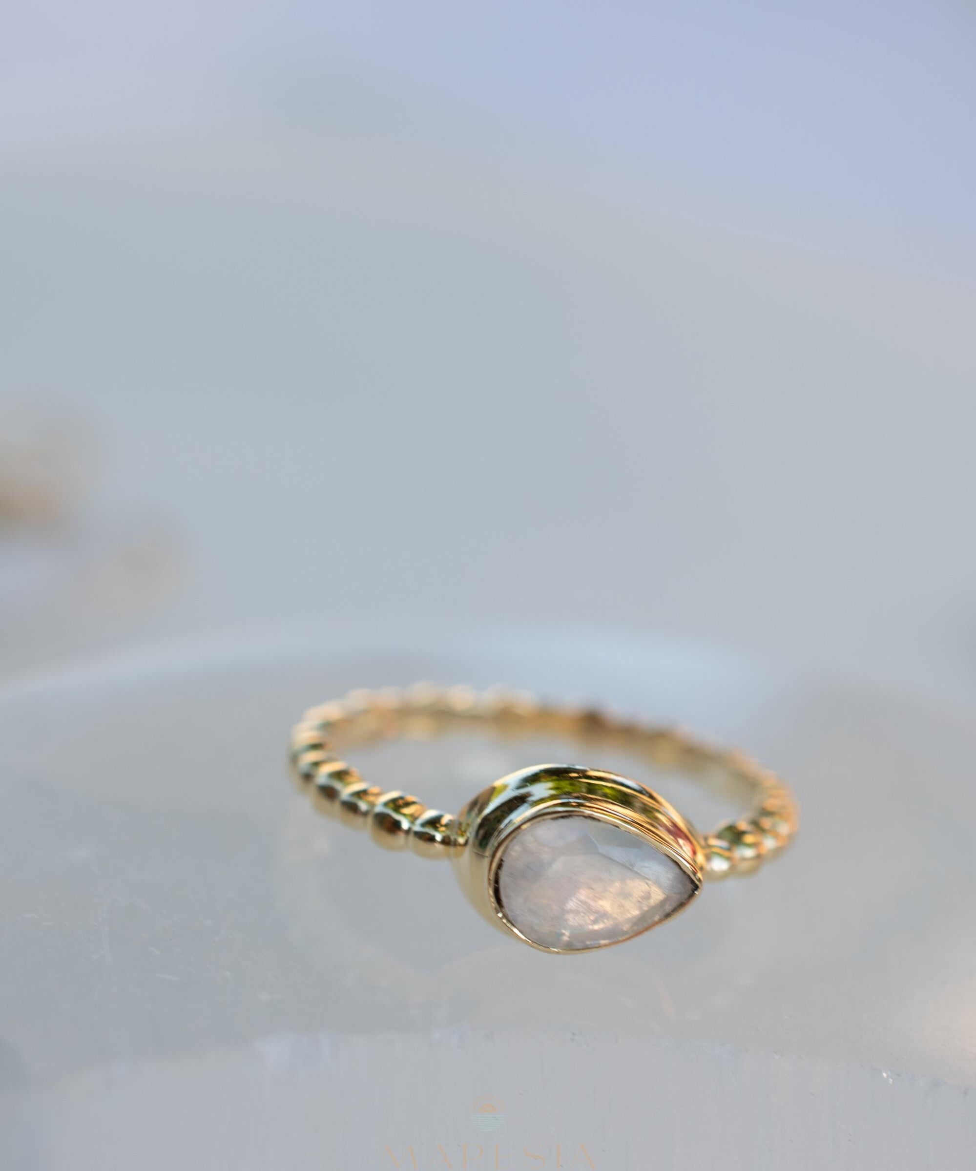 Moonstone Ring~ Gold Plated over Sterling Silver 925 ~ Handmade ~ Gemstone ~ Hippie ~Bohemian~June Birthstone~MR351