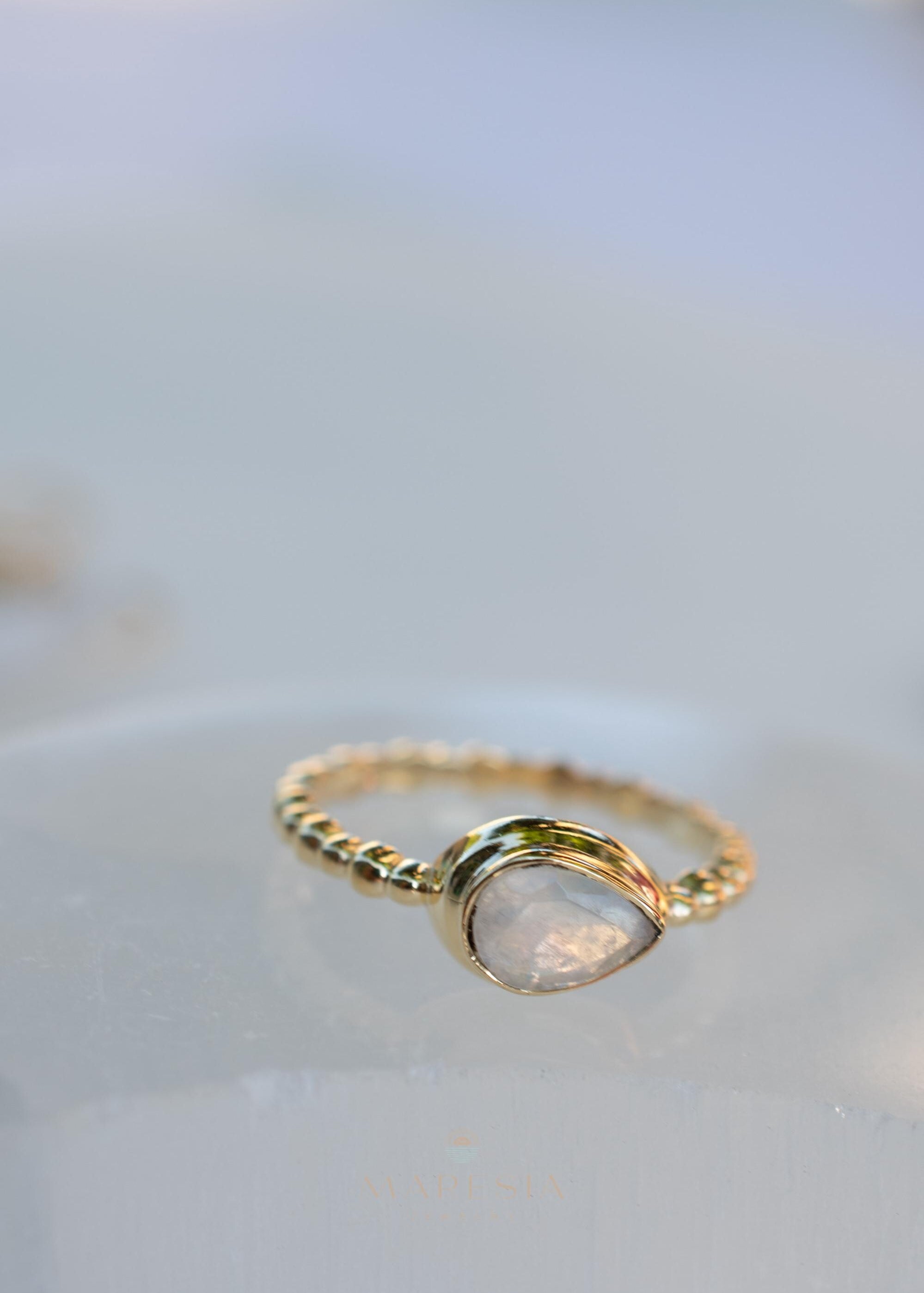 Moonstone Ring~ Gold Plated over Sterling Silver 925 ~ Handmade ~ Gemstone ~ Hippie ~Bohemian~June Birthstone~MR351