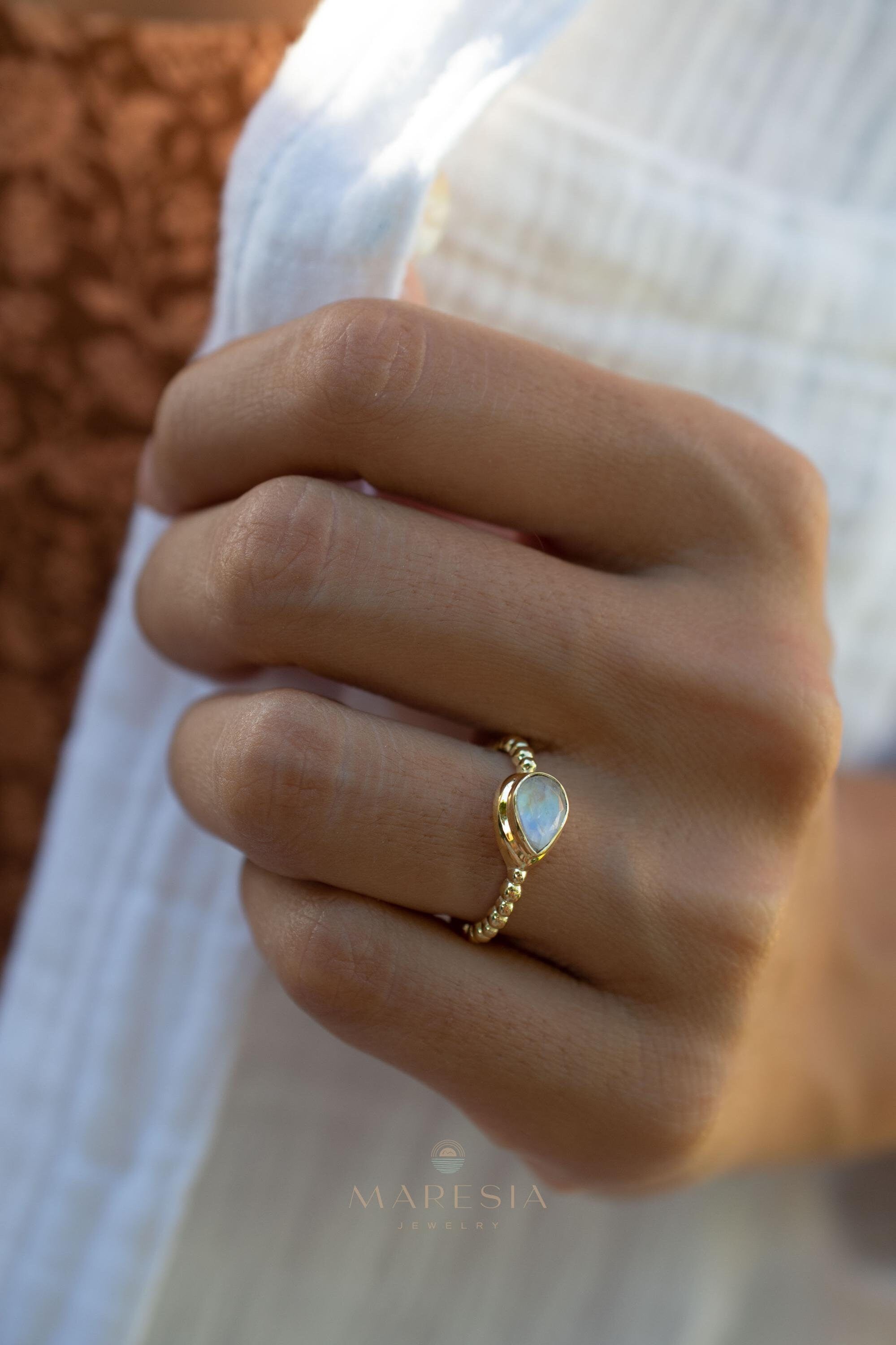 Moonstone Ring~ Gold Plated over Sterling Silver 925 ~ Handmade ~ Gemstone ~ Hippie ~Bohemian~June Birthstone~MR351