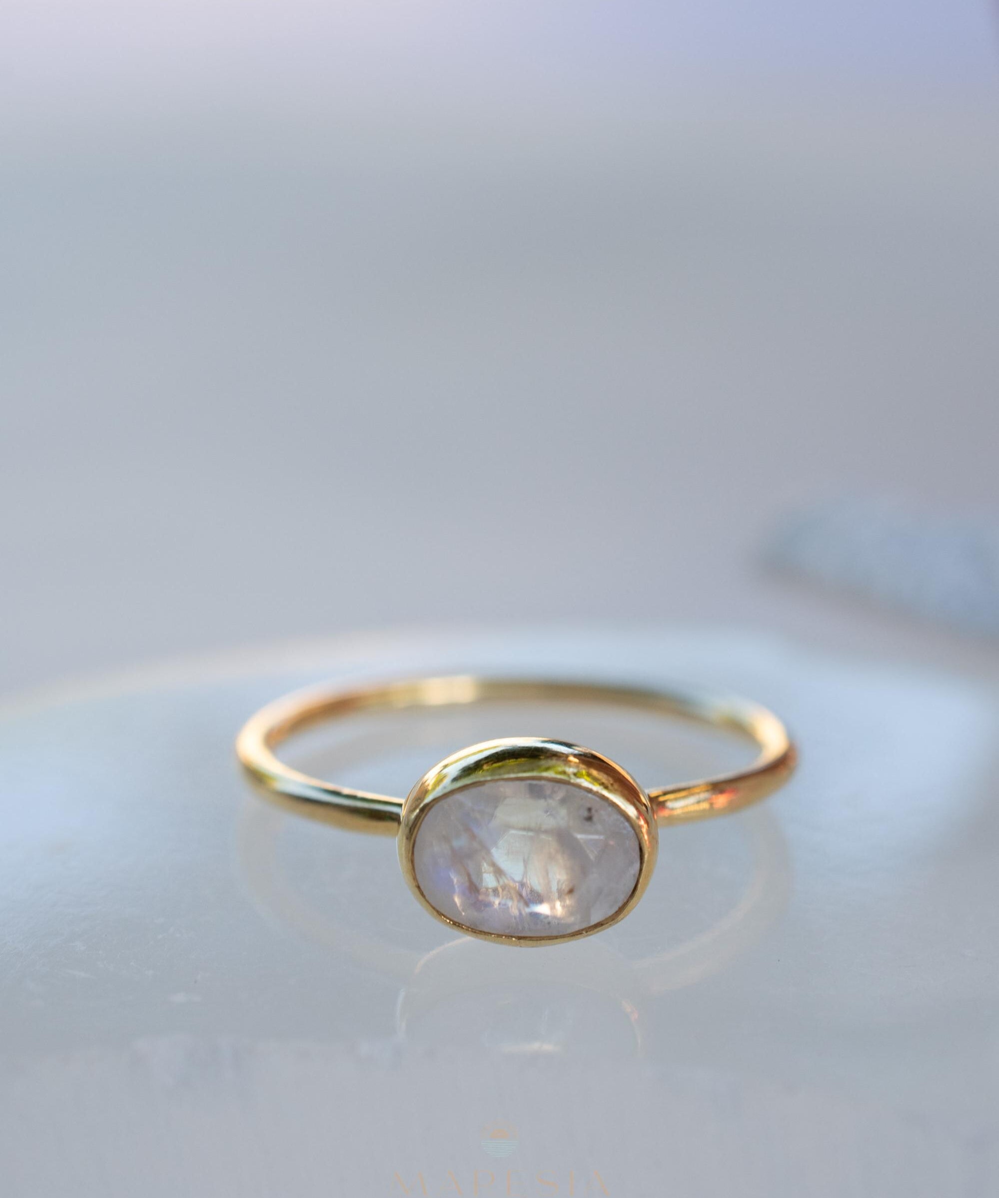 Moonstone Ring~ Gold Plated over Sterling Silver 925 ~ Handmade ~ Gemstone ~ Hippie ~Bohemian~June Birthstone~MR345