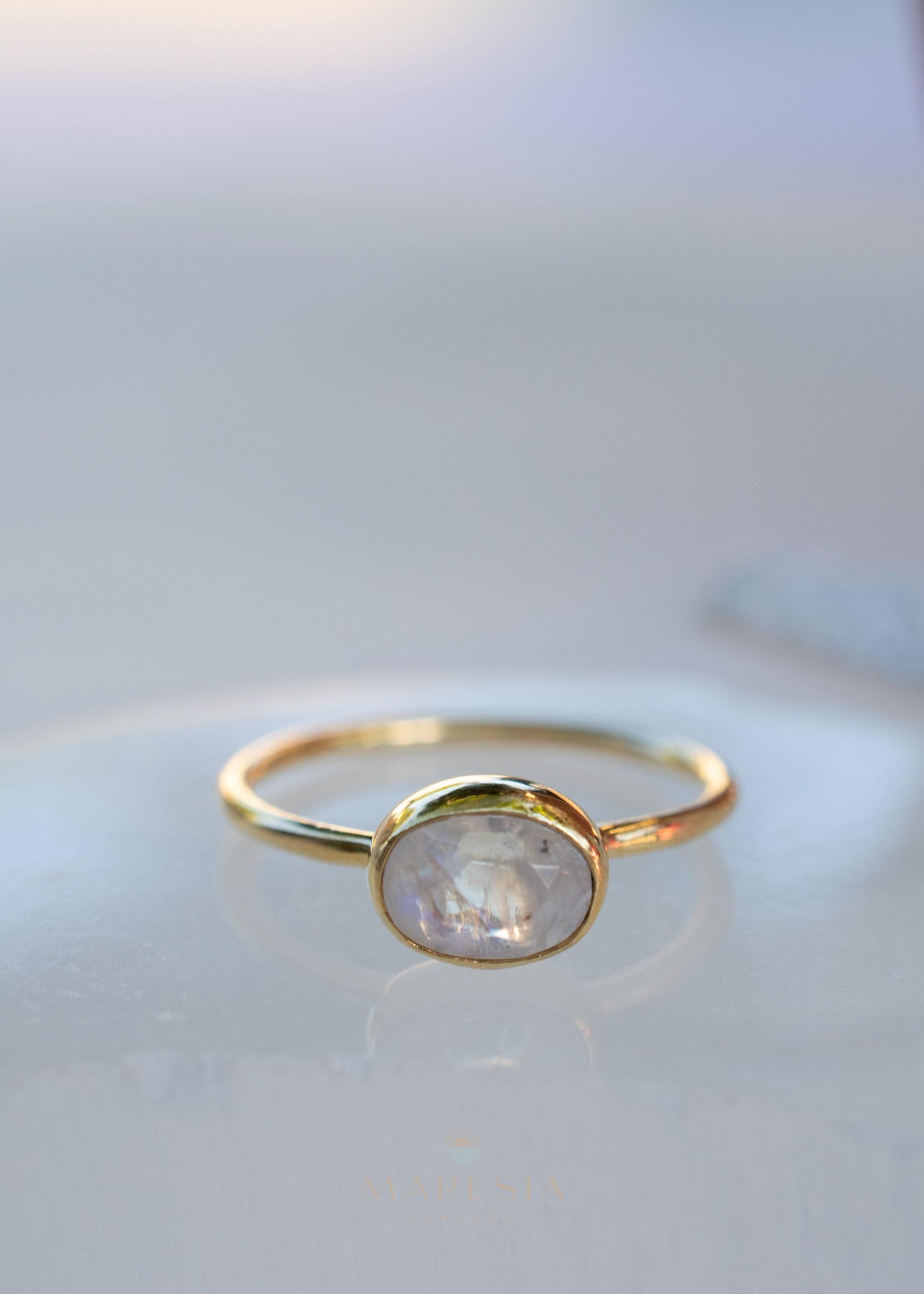 Moonstone Ring~ Gold Plated over Sterling Silver 925 ~ Handmade ~ Gemstone ~ Hippie ~Bohemian~June Birthstone~MR345