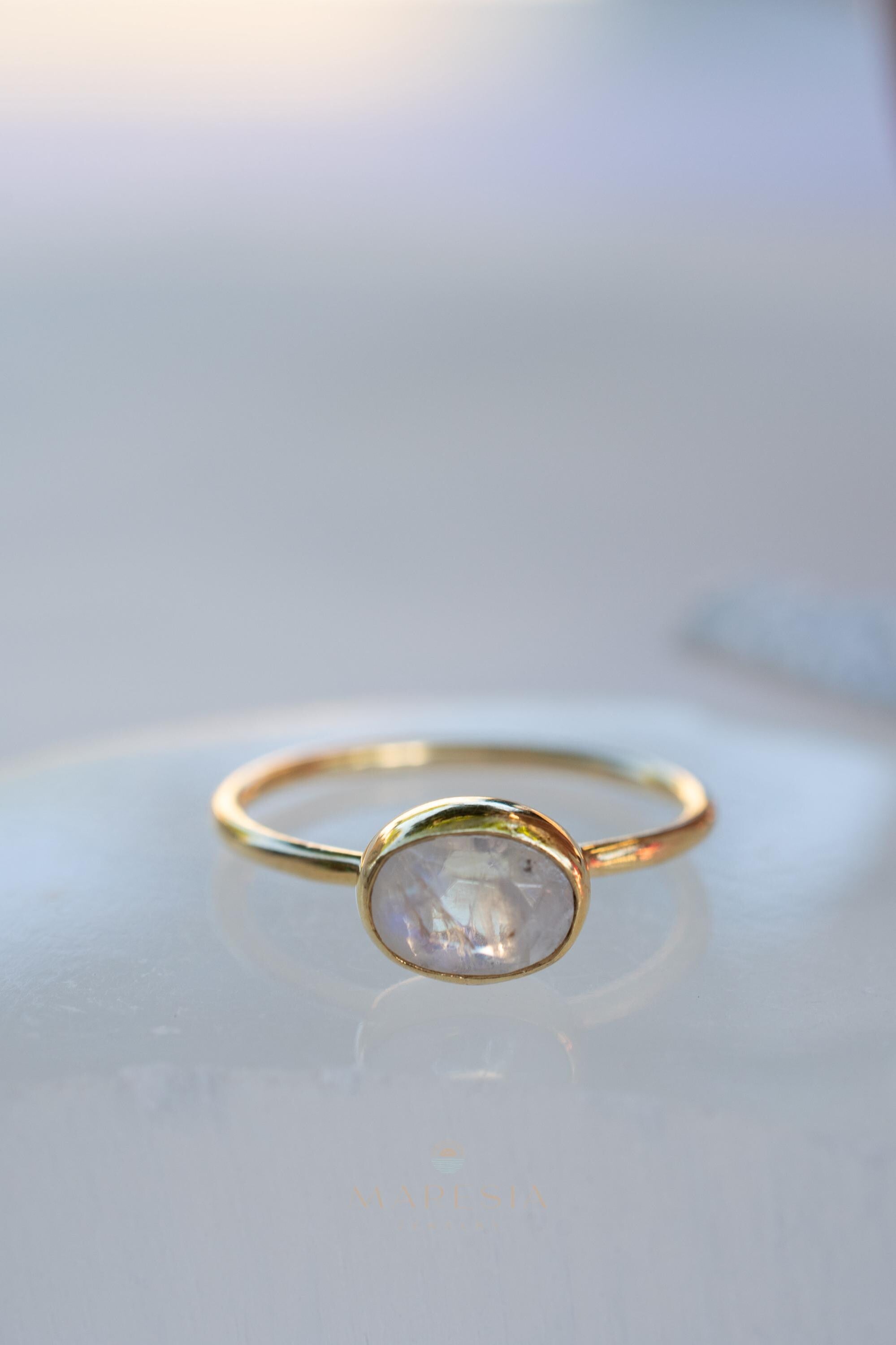Moonstone Ring~ Gold Plated over Sterling Silver 925 ~ Handmade ~ Gemstone ~ Hippie ~Bohemian~June Birthstone~MR345