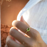 Peridot Gold Ring ~ Delicate ~ 18k Gold Plated over Sterling Silver ~ Handmade ~ Gemstone~Statement ~Everyday~Bohemian~Stackable MR352