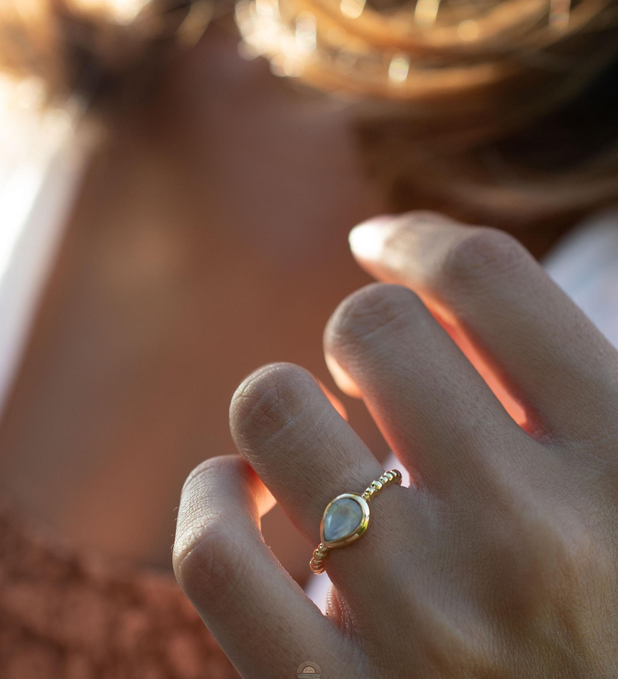 Moonstone Ring~ Gold Plated over Sterling Silver 925 ~ Handmade ~ Gemstone ~ Hippie ~Bohemian~June Birthstone~MR351