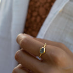 Rainbow Labradorite Tear Drop Ring ~ Gemstone ~ Natural ~ 18k Gold Plated over Sterling Silver ~Jewelry ~ Handmade~February Birthstone MR353