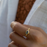 Rainbow Labradorite Tear Drop Ring ~ Gemstone ~ Natural ~ 18k Gold Plated over Sterling Silver ~Jewelry ~ Handmade~February Birthstone MR353