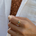 Rainbow Labradorite Tear Drop Ring ~ Gemstone ~ Natural ~ 18k Gold Plated over Sterling Silver ~Jewelry ~ Handmade~February Birthstone MR353