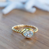 Blue Topaz Ring ~ Gold Plated over Sterling Silver 925 ~Jewelry ~ Handmade ~ Everyday ~ Delicate ~December Birthstone ~Bohemian ~MR354