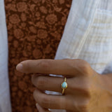 Larimar Ring ~ Statement ~ Gold Plated over Sterling Silver 925 ~ Gemstone ~ Semi Precious Stone ~ Blue ~ Natural ~ Organic~Thin Band~ MR355