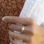 Larimar Ring ~ Statement ~ Gold Plated over Sterling Silver 925 ~ Gemstone ~ Semi Precious Stone ~ Blue ~ Natural ~ Organic~Thin Band~ MR355