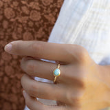 Larimar Ring ~ Statement ~ Gold Plated over Sterling Silver 925 ~ Gemstone ~ Semi Precious Stone ~ Blue ~ Natural ~ Organic~Thin Band~ MR355