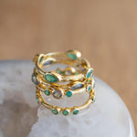 Green Onyx & Labradorite Ring~ Gemstone ~ Stackable~ Natural ~ 18k Gold Plated ~ Jewelry ~ Handmade~MR341