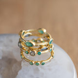 Green Onyx & Labradorite Ring~ Gemstone ~ Stackable~ Natural ~ 18k Gold Plated ~ Jewelry ~ Handmade~MR341