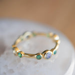 Green Onyx & Labradorite Ring~ Gemstone ~ Stackable~ Natural ~ 18k Gold Plated ~ Jewelry ~ Handmade~MR341