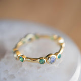 Green Onyx & Labradorite Ring~ Gemstone ~ Stackable~ Natural ~ 18k Gold Plated ~ Jewelry ~ Handmade~MR341