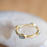 Green Onyx & Labradorite Ring~ Gemstone ~ Stackable~ Natural ~ 18k Gold Plated ~ Jewelry ~ Handmade~MR341