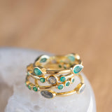 Green Onyx & Labradorite Ring~ Gemstone ~ Stackable~ Natural ~ 18k Gold Plated ~ Jewelry ~ Handmade~MR341