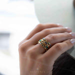 Green Onyx & Labradorite Ring~ Gemstone ~ Stackable~ Natural ~ 18k Gold Plated ~ Jewelry ~ Handmade~MR341