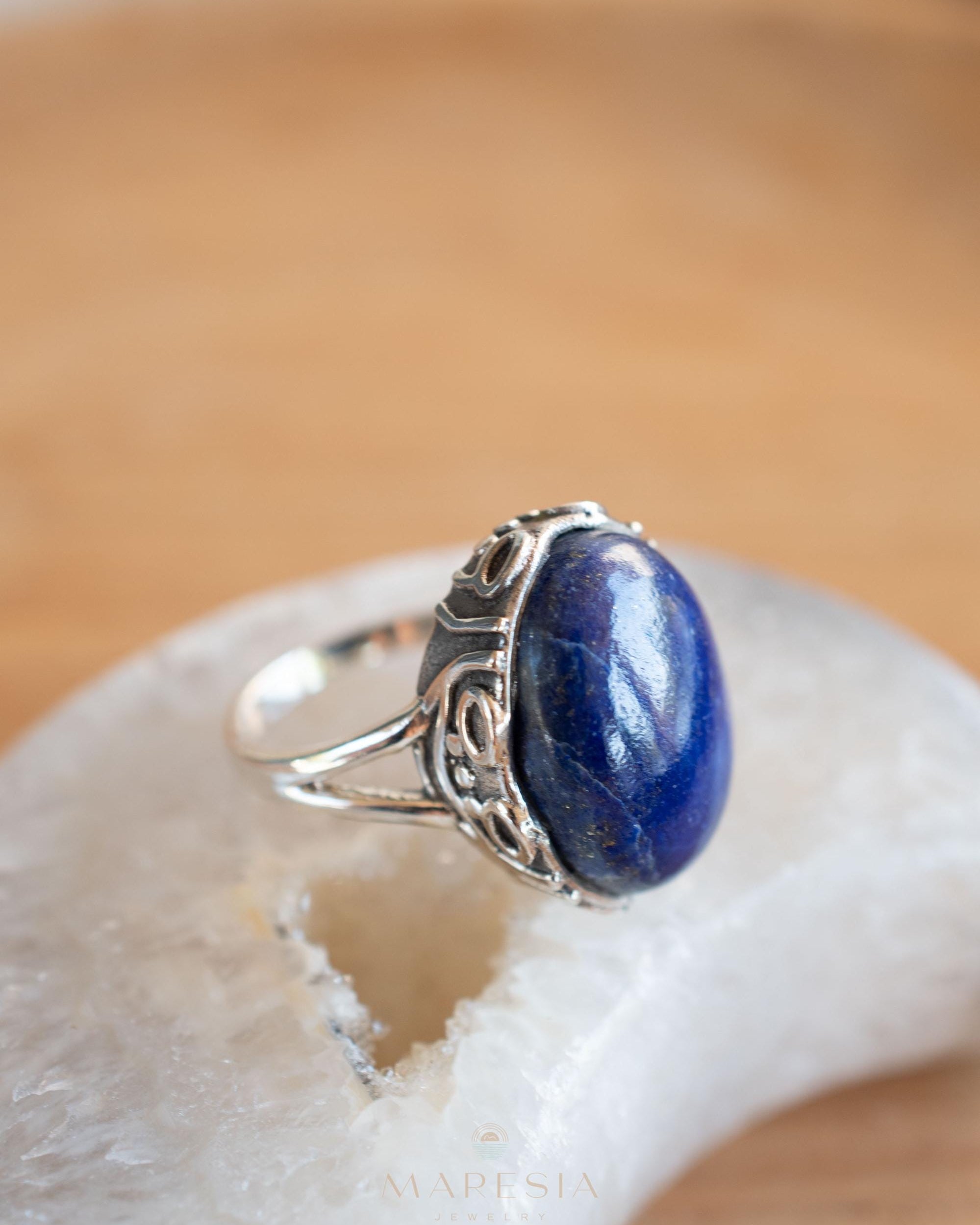 Lapis Lazuli Ring ~ Sterling Silver 925 ~ Handmade ~ Gemstone ~ Everyday ~Solitaire ~Hippie ~Bohemian ~MR339
