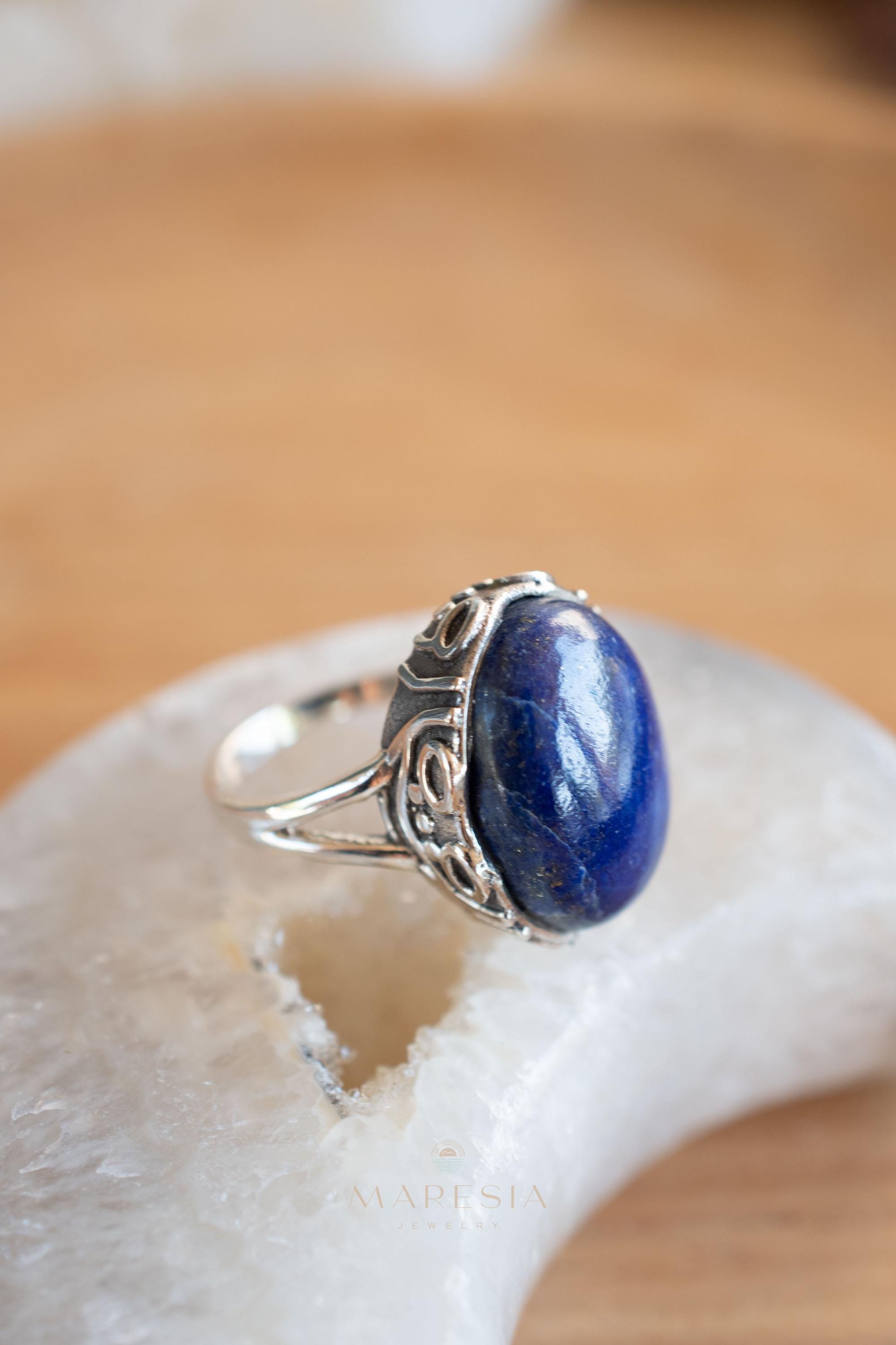 Lapis Lazuli Ring ~ Sterling Silver 925 ~ Handmade ~ Gemstone ~ Everyday ~Solitaire ~Hippie ~Bohemian ~MR339