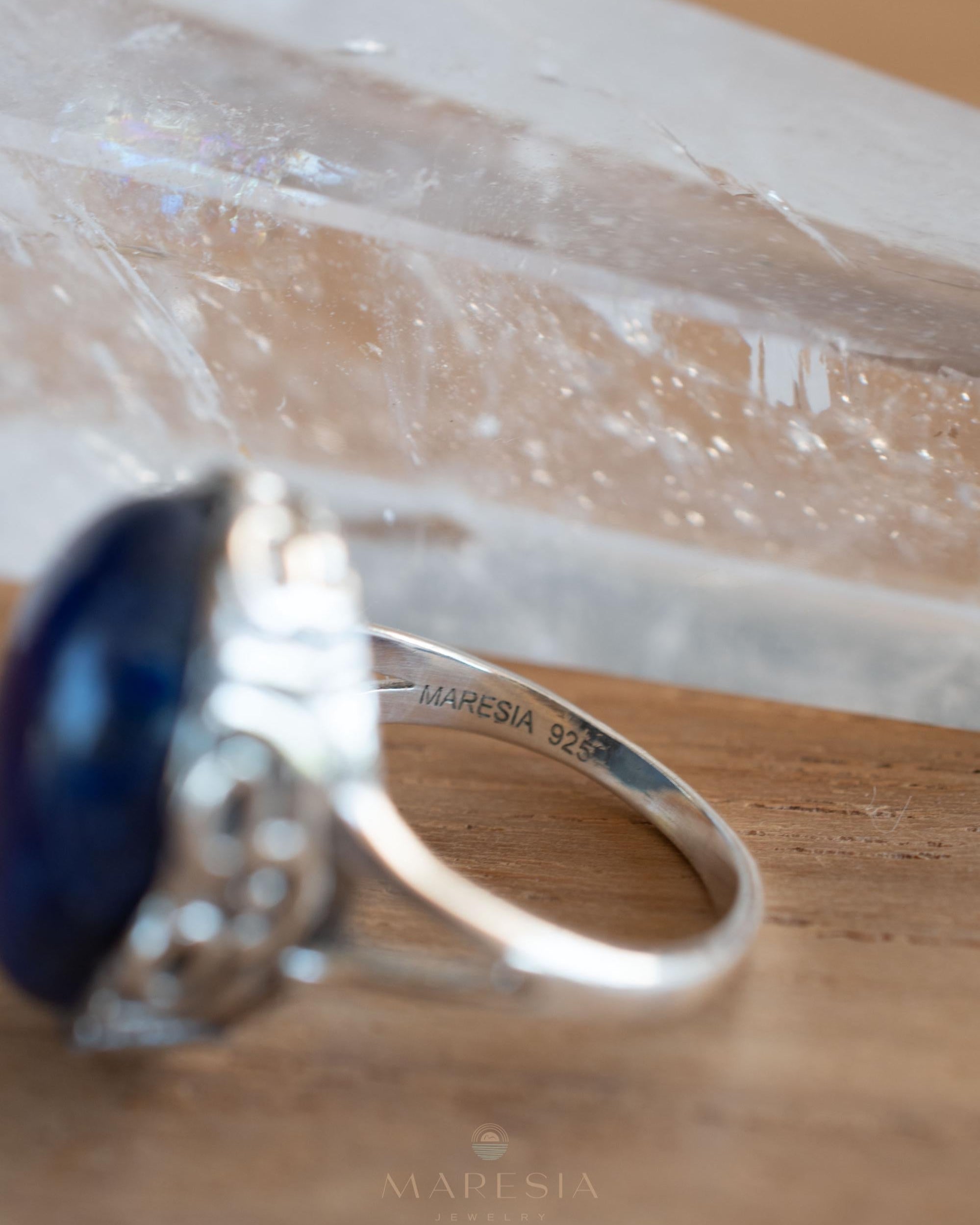 Lapis Lazuli Ring ~ Sterling Silver 925 ~ Handmade ~ Gemstone ~ Everyday ~Solitaire ~Hippie ~Bohemian ~MR339
