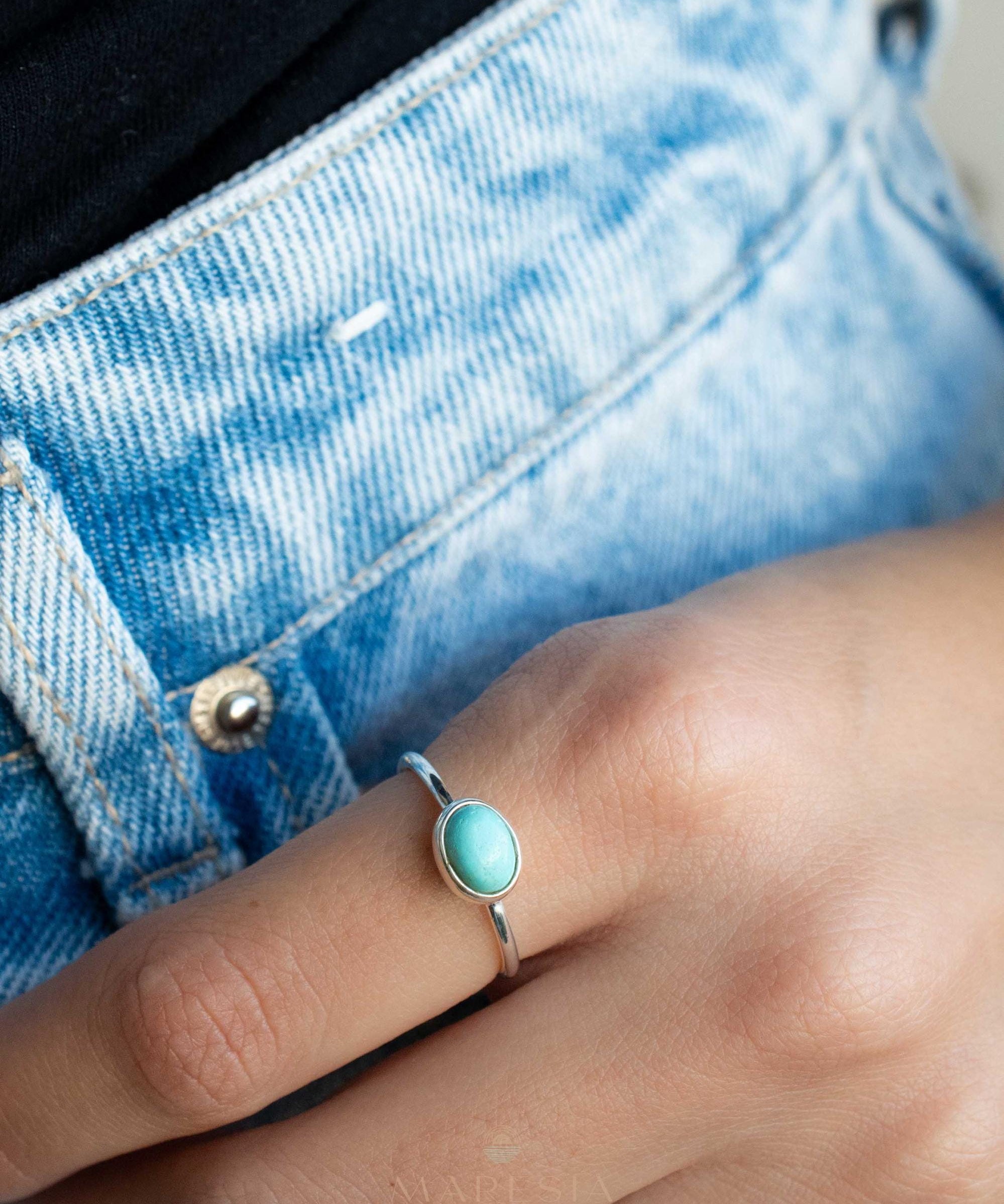 Turquoise Ring ~ Gemstone ~ Natural ~ Sterling Silver 925~ Jewelry ~ Handmade ~ December Birthstone MR348