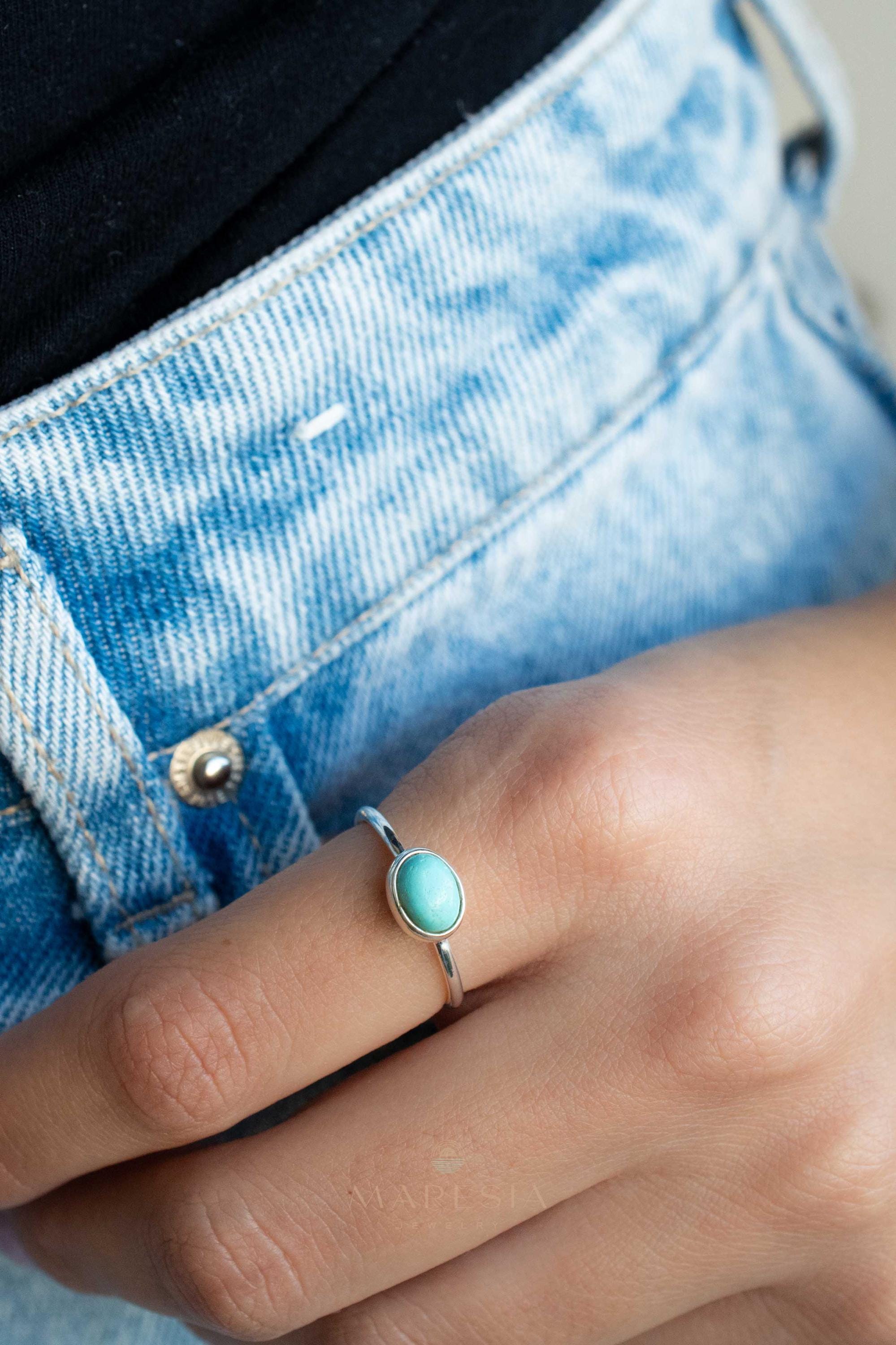 Turquoise Ring ~ Gemstone ~ Natural ~ Sterling Silver 925~ Jewelry ~ Handmade ~ December Birthstone MR348