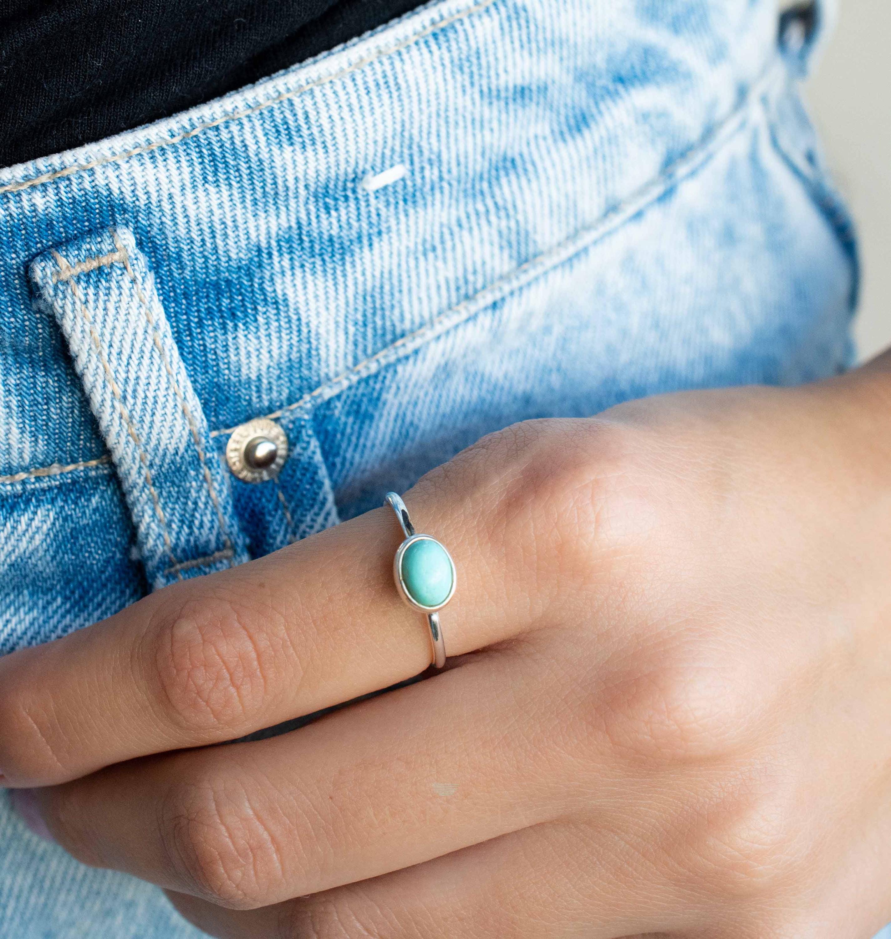 Turquoise Ring ~ Gemstone ~ Natural ~ Sterling Silver 925~ Jewelry ~ Handmade ~ December Birthstone MR348