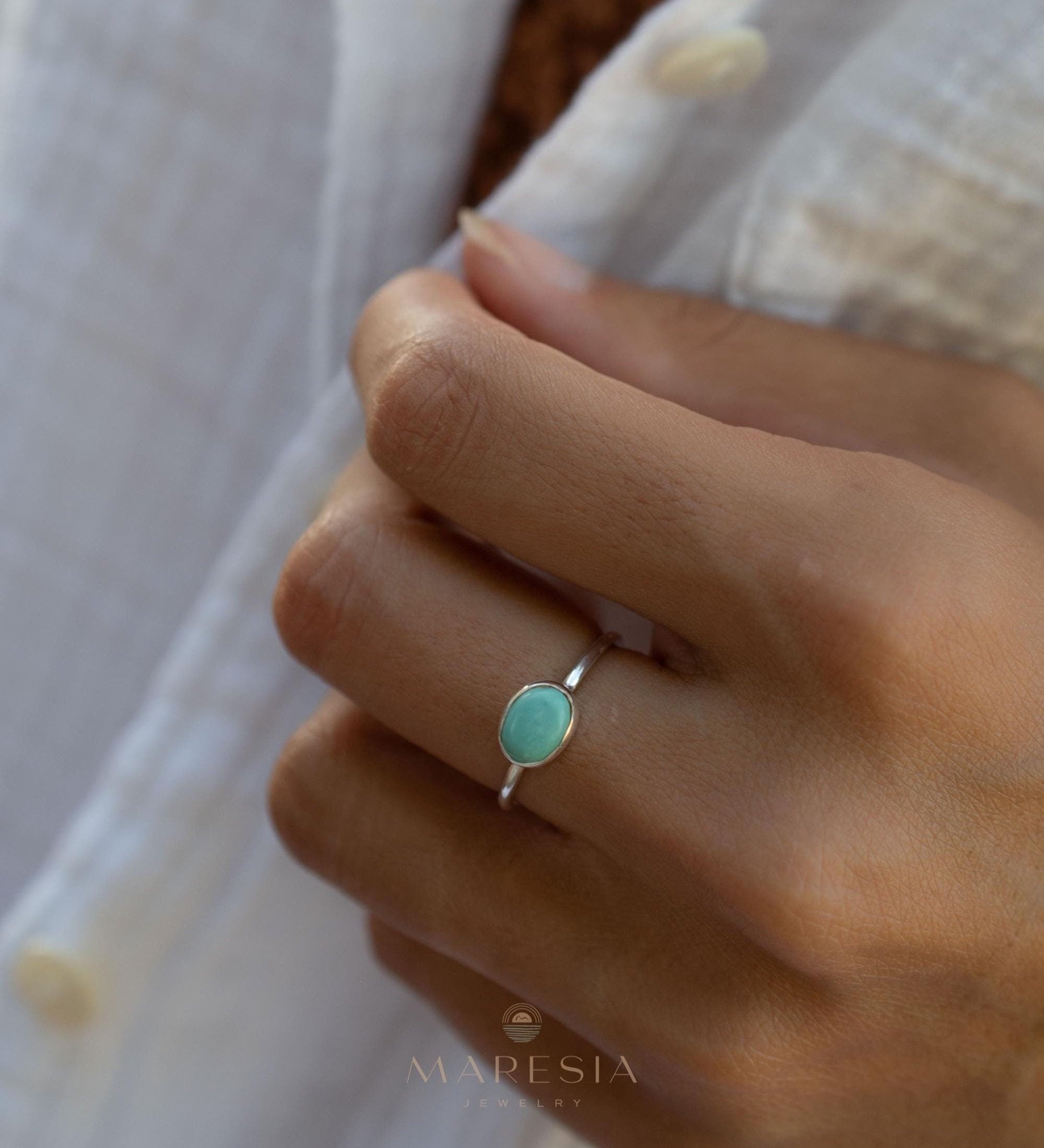 Turquoise Ring ~ Gemstone ~ Natural ~ Sterling Silver 925~ Jewelry ~ Handmade ~ December Birthstone MR348