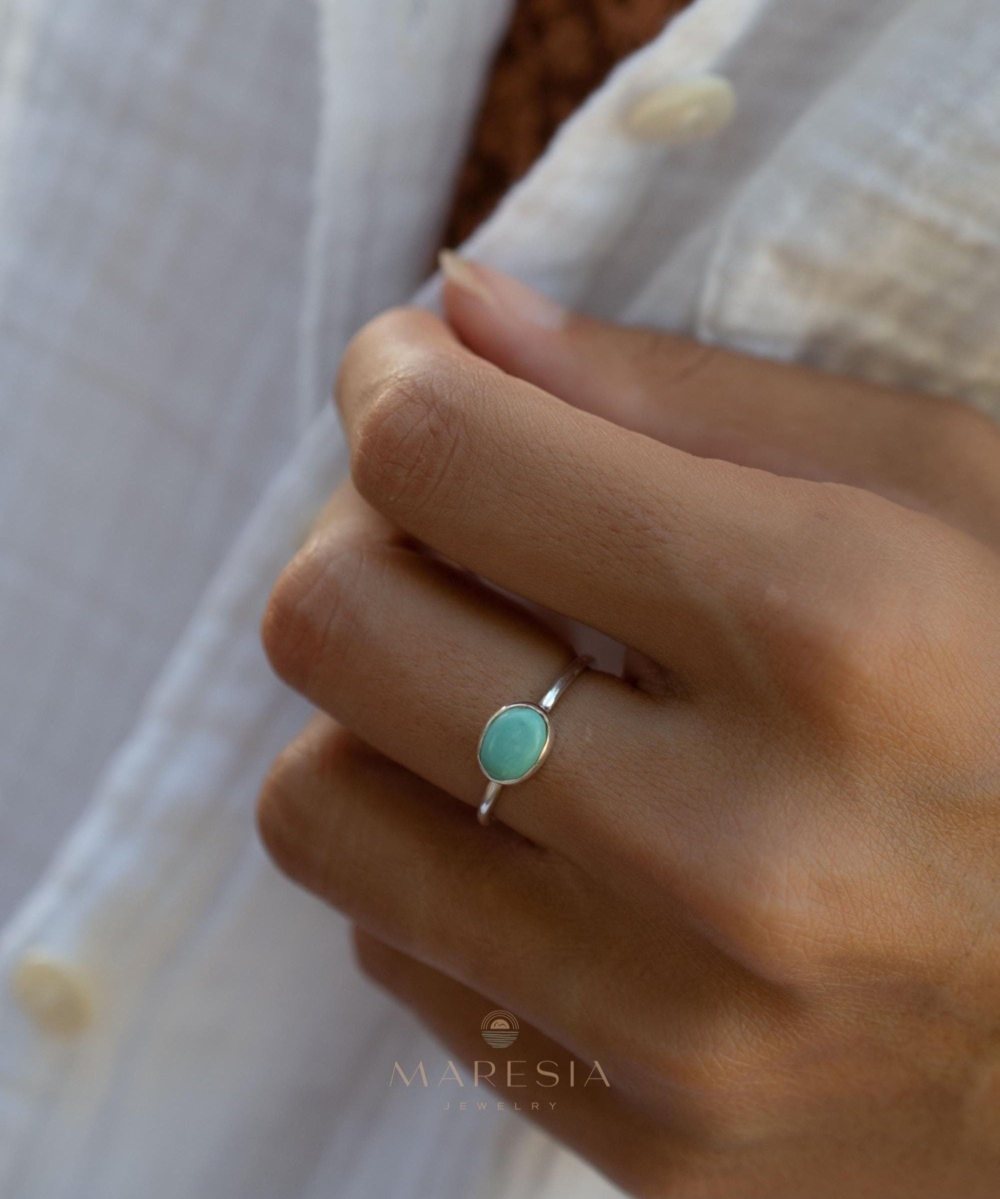 Turquoise Ring ~ Gemstone ~ Natural ~ Sterling Silver 925~ Jewelry ~ Handmade ~ December Birthstone MR348