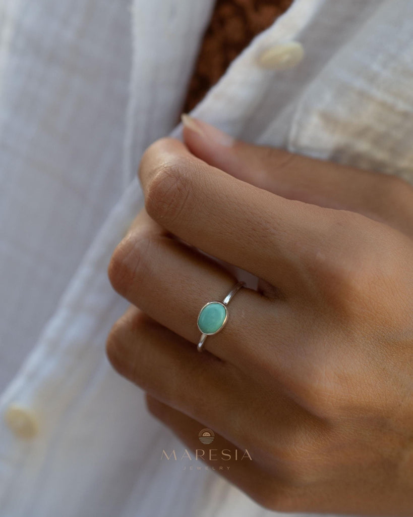 Turquoise Ring ~ Gemstone ~ Natural ~ Sterling Silver 925~ Jewelry ~ Handmade ~ December Birthstone MR348