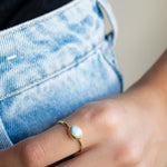Larimar Ring ~ Statement ~Gold Plated over Sterling Silver 925 ~ Gemstone ~ Semi Precious Stone ~ Blue ~ Natural ~ Organic ~Thin Band~MR349