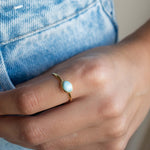 Larimar Ring ~ Statement ~Gold Plated over Sterling Silver 925 ~ Gemstone ~ Semi Precious Stone ~ Blue ~ Natural ~ Organic ~Thin Band~MR349