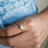 Larimar Ring ~ Statement ~Gold Plated over Sterling Silver 925 ~ Gemstone ~ Semi Precious Stone ~ Blue ~ Natural ~ Organic ~Thin Band~MR349
