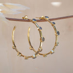 Labradorite Hoop Earrings 18k Gold Plated Earrings ~ Gemstone ~ Post ~Boho design ~ Handmade ~ Jewelry ~ Gift for her ~ ME218