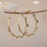 Labradorite Hoop Earrings 18k Gold Plated Earrings ~ Gemstone ~ Post ~Boho design ~ Handmade ~ Jewelry ~ Gift for her ~ ME218