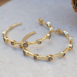 Labradorite Hoop Earrings 18k Gold Plated Earrings ~ Gemstone ~ Post ~Boho design ~ Handmade ~ Jewelry ~ Gift for her ~ ME218