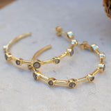 Labradorite Hoop Earrings 18k Gold Plated Earrings ~ Gemstone ~ Post ~Boho design ~ Handmade ~ Jewelry ~ Gift for her ~ ME218