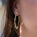 Iolite hydro Hoop Earrings 18k Gold Plated Earrings ~ Gemstone ~ Post ~Boho design ~ Handmade ~ Jewelry ~ Gift for her ~ ME219