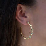 Aqua Chalcedony Hoop Earrings 18k Gold Plated Earrings ~ Gemstone ~ Post ~Boho design ~ Handmade ~ Jewelry ~ Gift for her ~ ME217